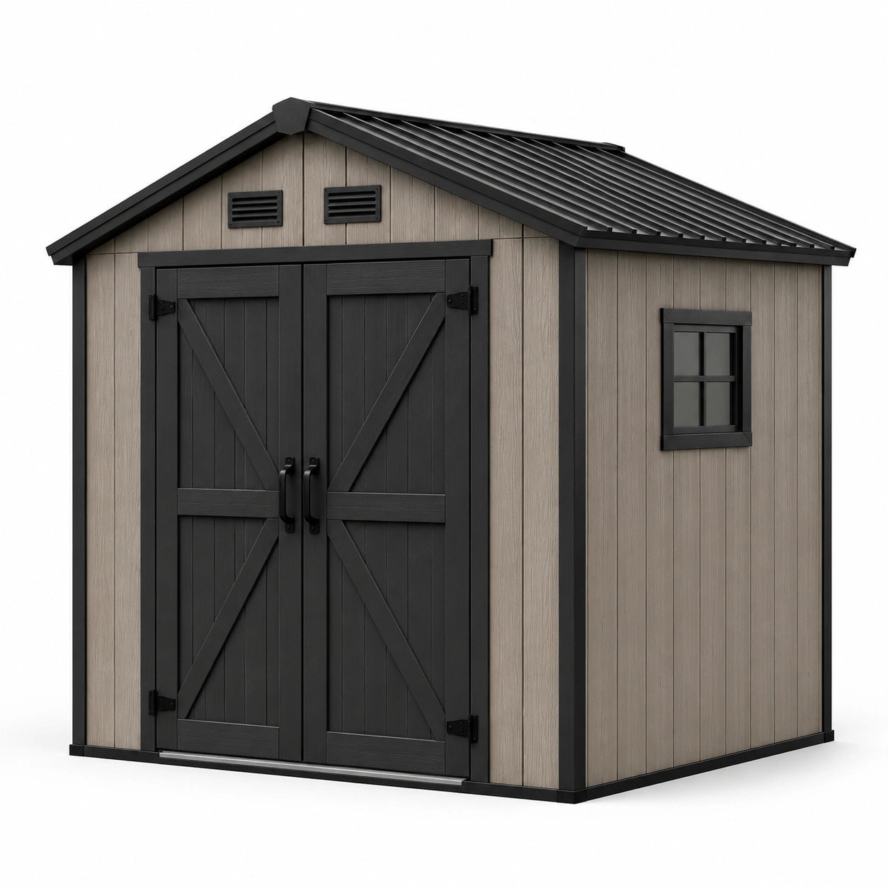 Abri de jardin en plastique avec toit en pente et double porte 185x152x226 cm