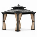 Pavillon en aluminium avec toit en acier et rideaux en polyester 3x3m