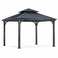 Tonnelle en aluminium avec toit en acier galvanisé noir