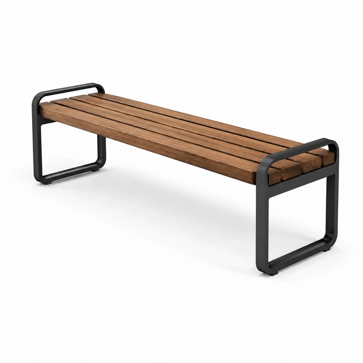 Banc en bois et métal noir