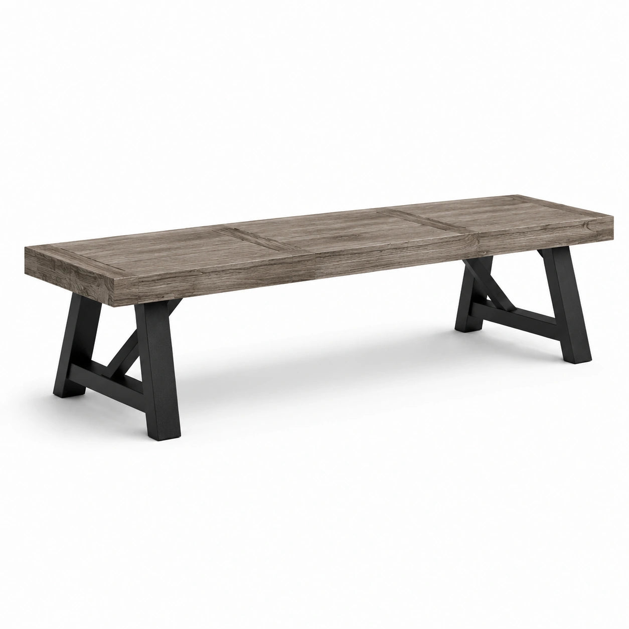 Banc en bois de chêne avec pieds en métal noir 180x35x45cm