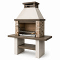 Barbecue en béton et briques réfractaires beige/marron 120x60x210 cm