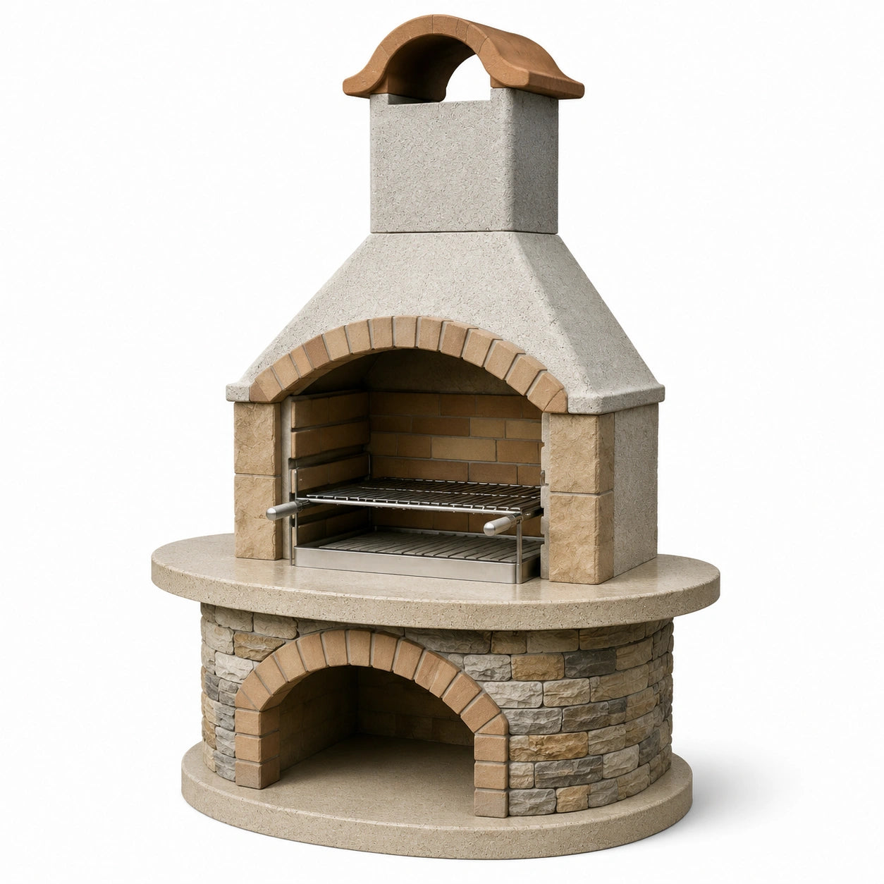 Barbecue en brique et béton avec grille en acier inoxydable