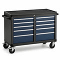 Chariot à outils en métal avec 11 tiroirs et roulettes bleu/noir