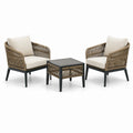 Set de mobilier de jardin en aluminium et corde avec coussins beige