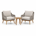 Ensemble de fauteuils et table en bois et corde polyester beige